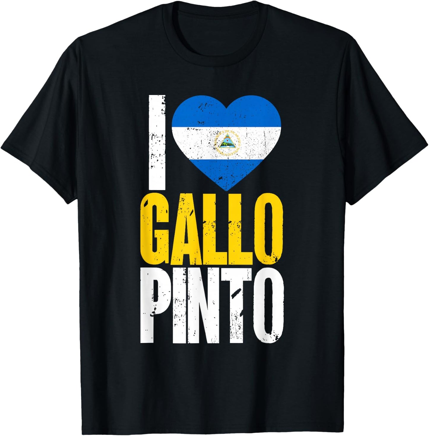 Nicaragua I Love Gallo Pinto Nicaraguan Nicaragua Flag T-Shirt - T-Shirt | Black