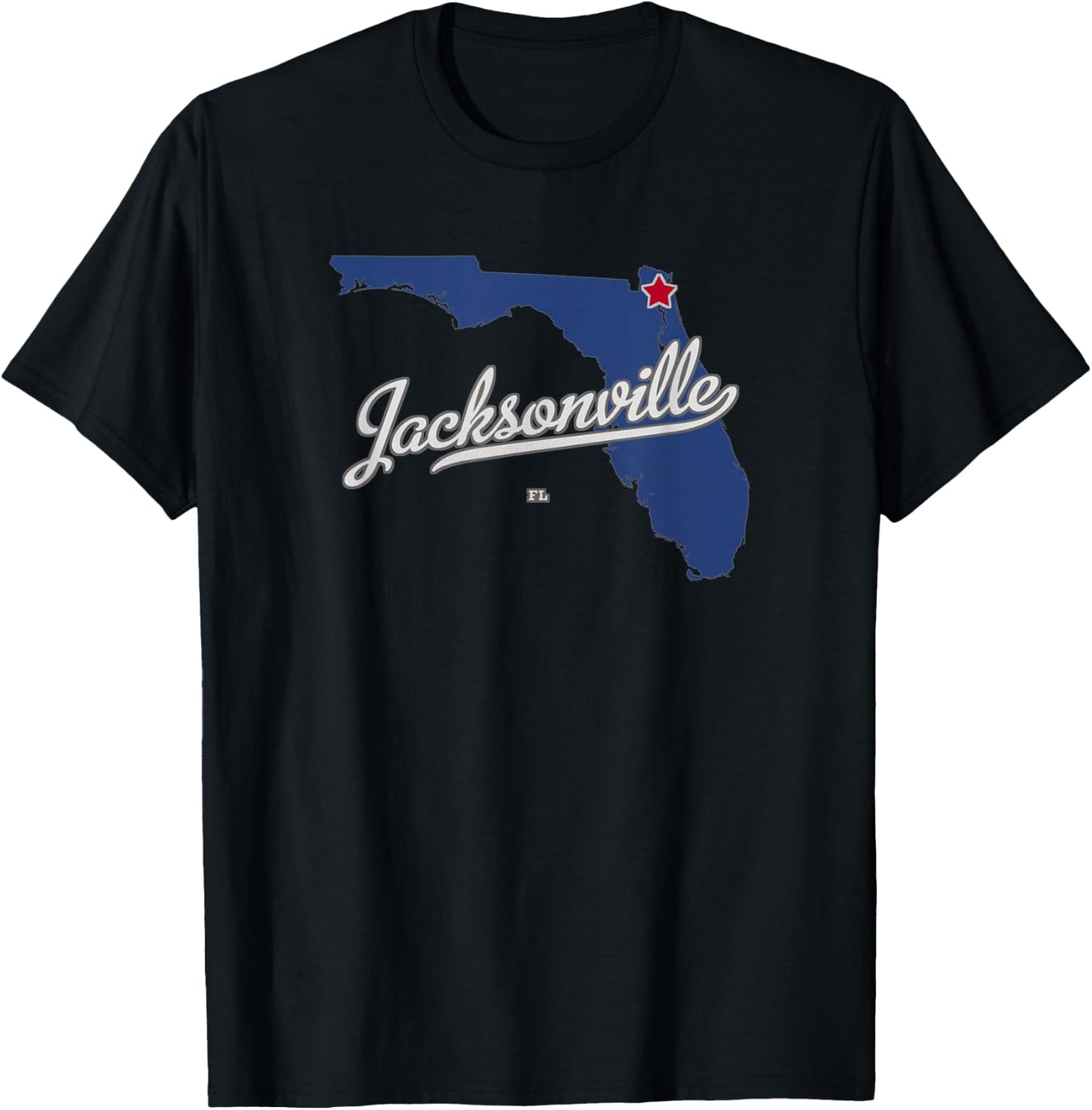 Jacksonville Florida FL Map T-Shirt - T-Shirt | Black