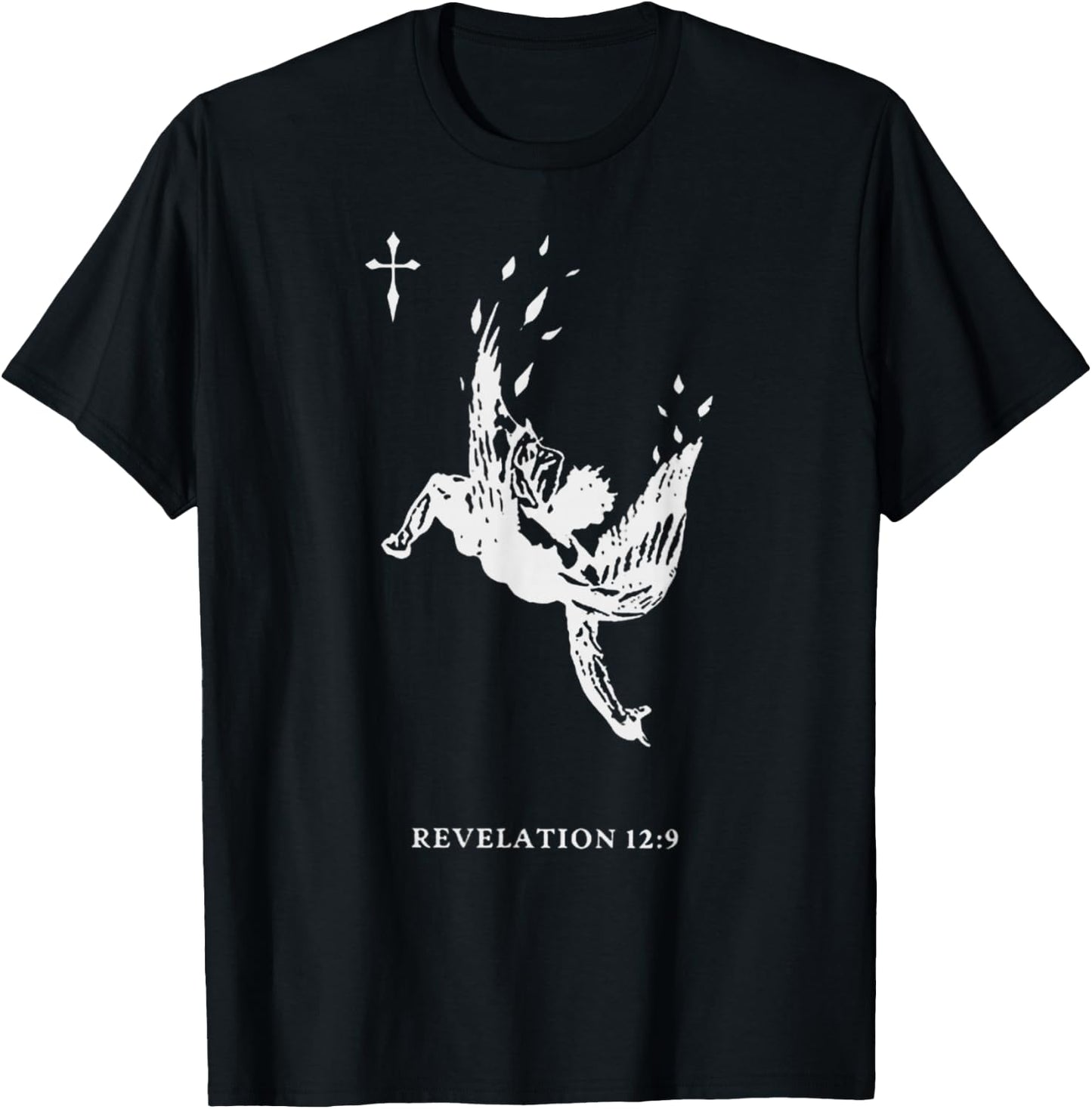 Revelations 12:9 - Fallen Angel Satan Biblical Art T-Shirt - T-Shirt | Black