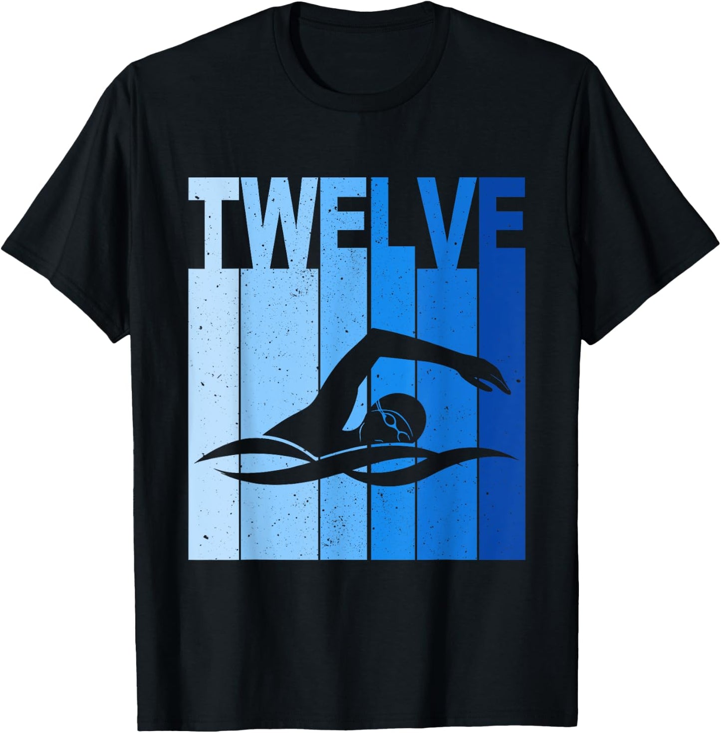 12th Birthday Swimming 12 Year Old Birthday Swimmer T-Shirt - T-Shirt | Black