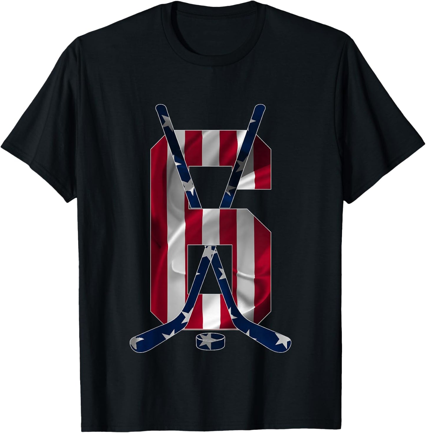 Number 6 Years Ice Hockey 6th Birthday T-Shirt - T-Shirt | Black