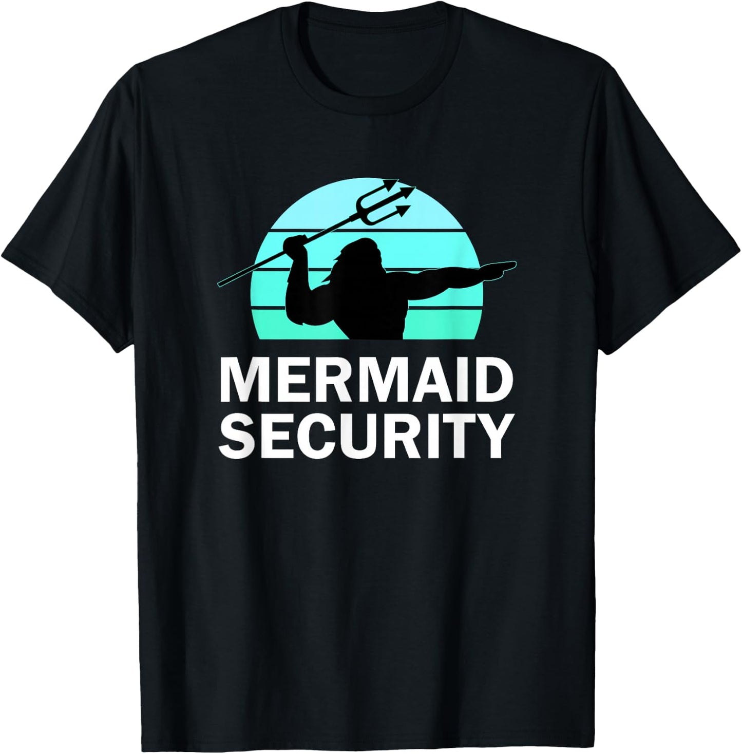 Mermaid Security Boys Swimmer Dad Merdad Trident T-Shirt - T-Shirt | Black