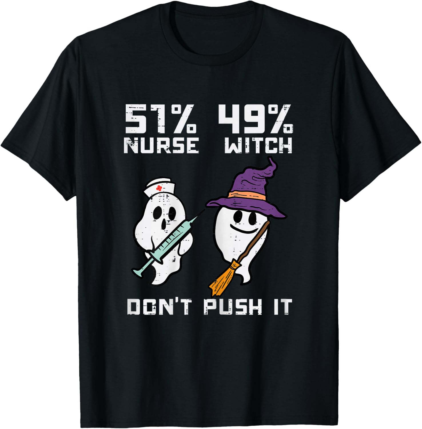 Halloween 51 Percent Nurse Witch Fun Costume Scrub Top Women T-Shirt - T-Shirt | Black