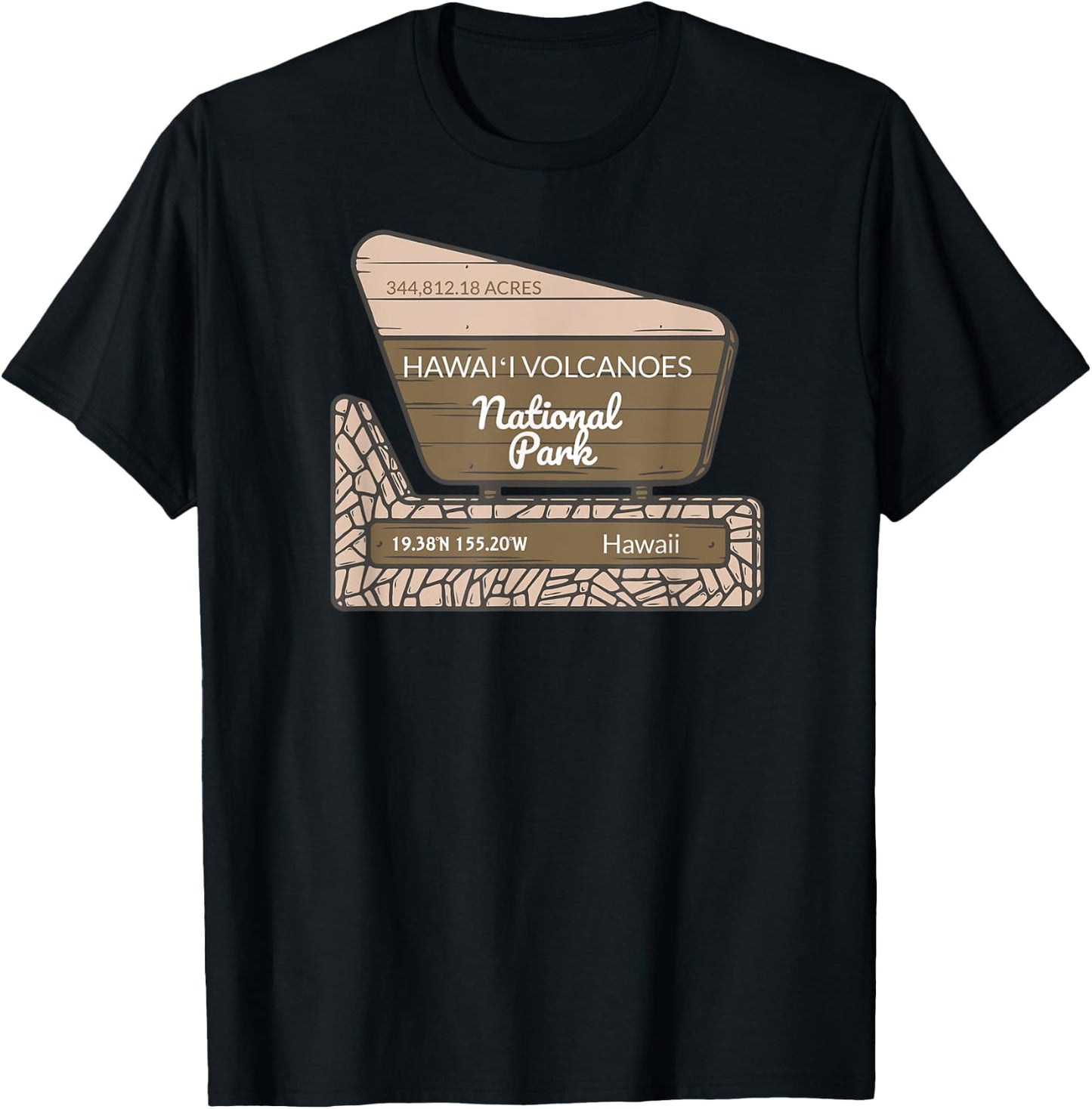 Hawaii Volcanoes National Park Hawaii Park Entrance Sign T-Shirt - T-Shirt | Black