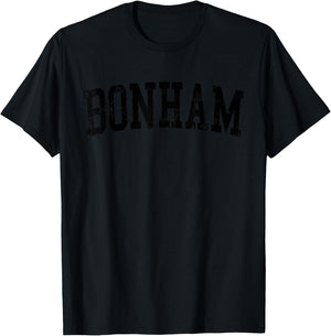 Vintage Bonham TX Distressed Black Varsity Style T-Shirt - T-Shirt | Black