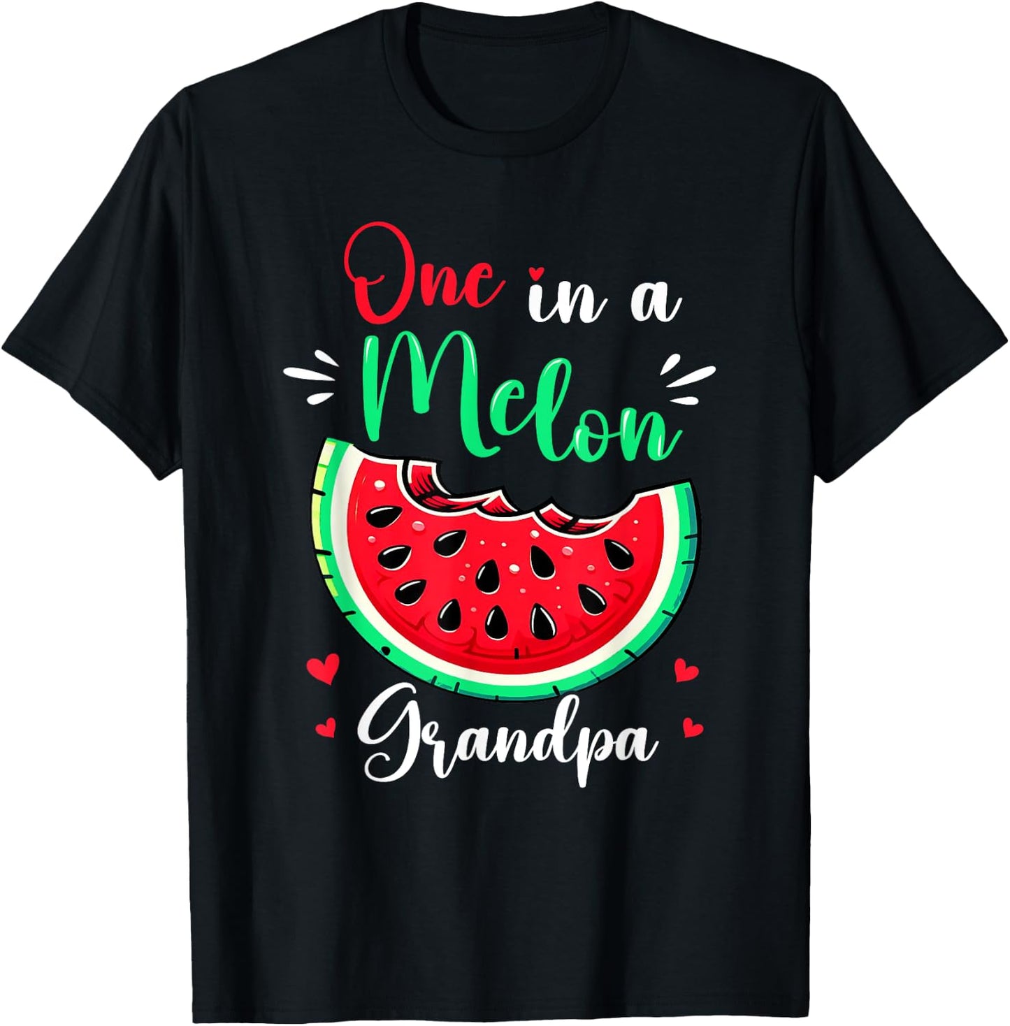 One in a Melon Grandpa Birthday Party Matching Family Funny T-Shirt - T-Shirt | Black