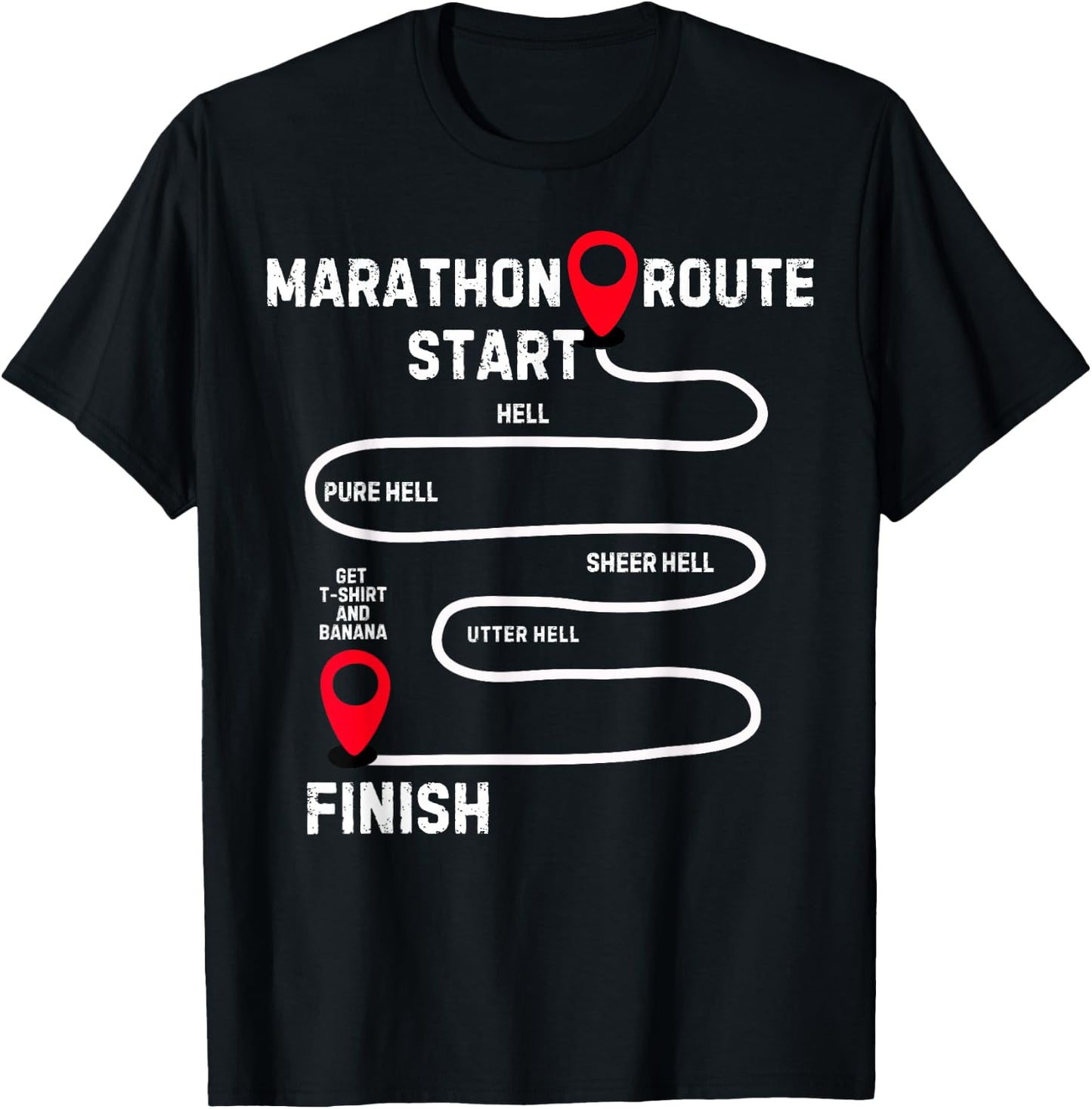 Marathoner Finisher Marathon Running Route Funny Runner T-Shirt - T-Shirt | Black