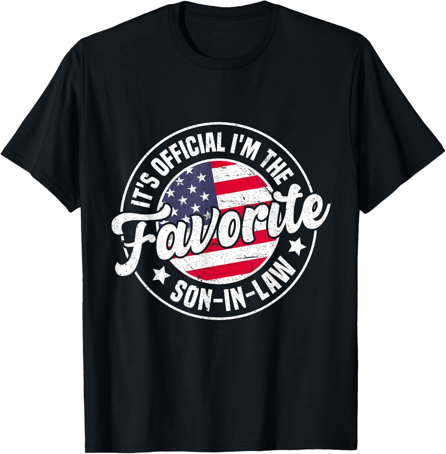 It's Official I'm The Favorite Son-In-Law Funny Vintage T-Shirt - T-Shirt | Black