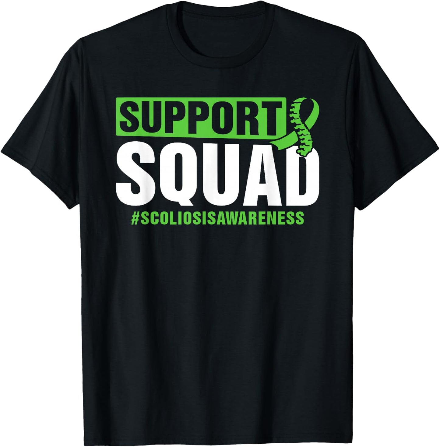 Scoliosis Back Injury Support Squad - Scoliosis Awareness T-Shirt - T-Shirt | Black