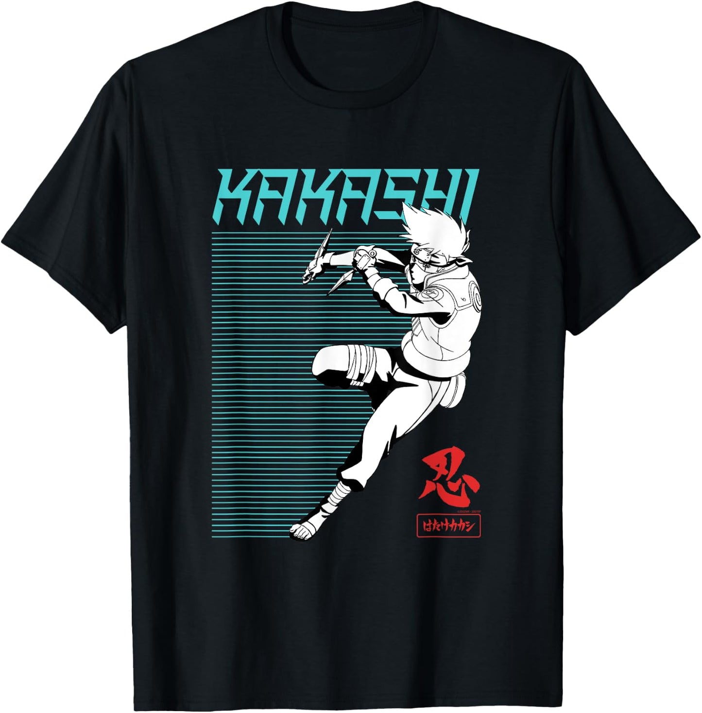 Naruto Shippuden Kakashi Outline Action Lines Anime T-Shirt - T-Shirt | Black