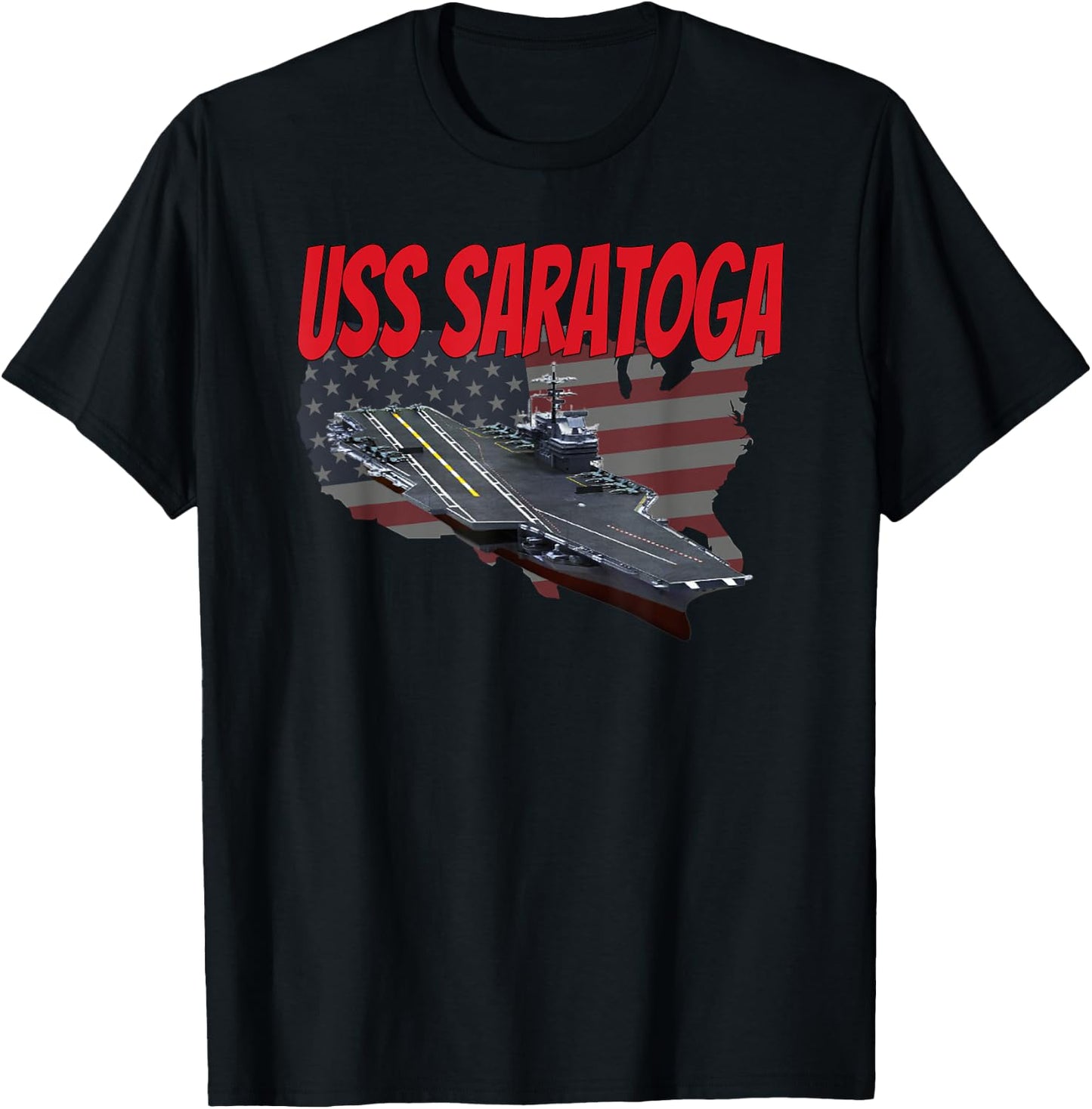 Aircraft Carrier USS Saratoga CV-60 Idea for Grandpa Dad Son T-Shirt - T-Shirt | Black