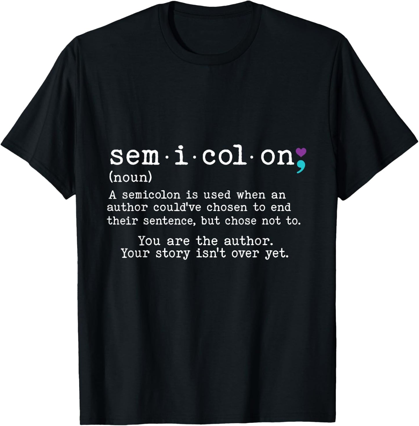 Retro Semicolon Definition Suicide Prevention Awareness 988 T-Shirt - T-Shirt | Black
