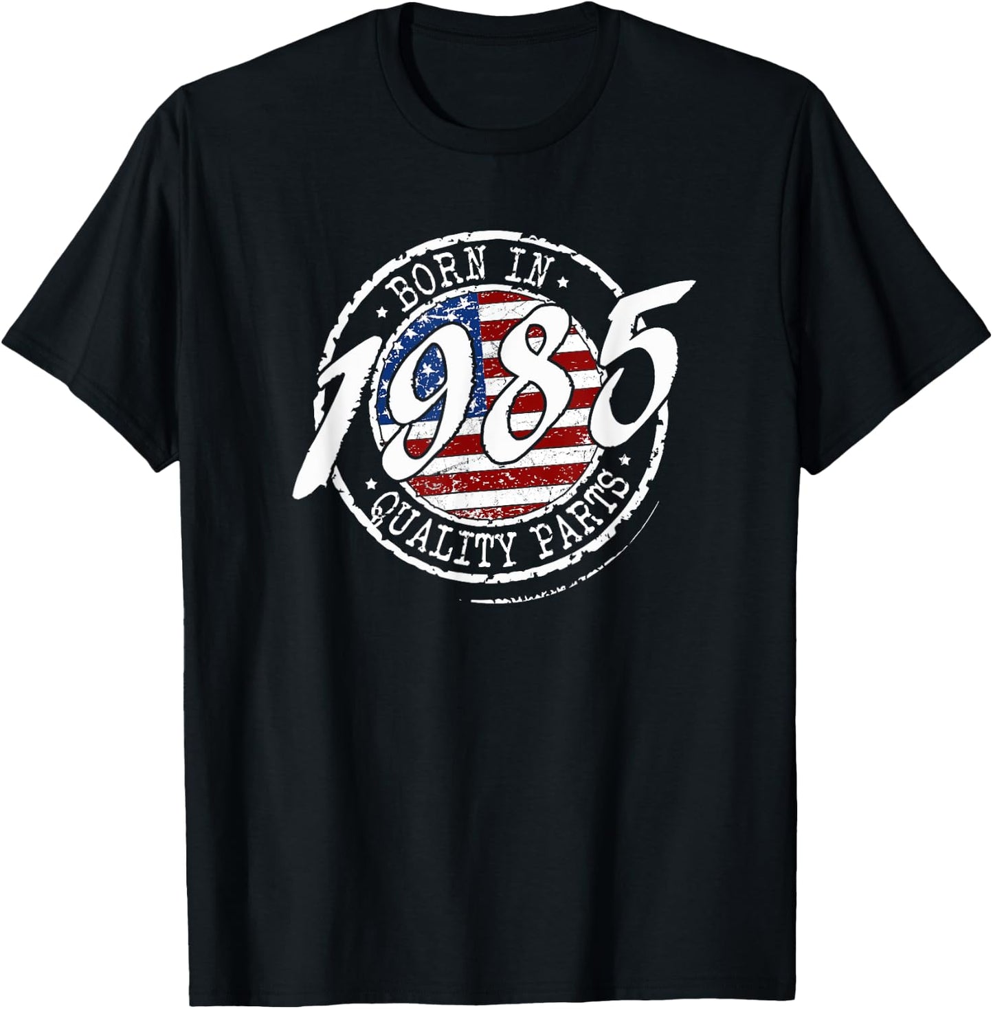 Born In 1985 Birthday, Vintage Flag Born In 1985 Birthday T-Shirt - T-Shirt | Black