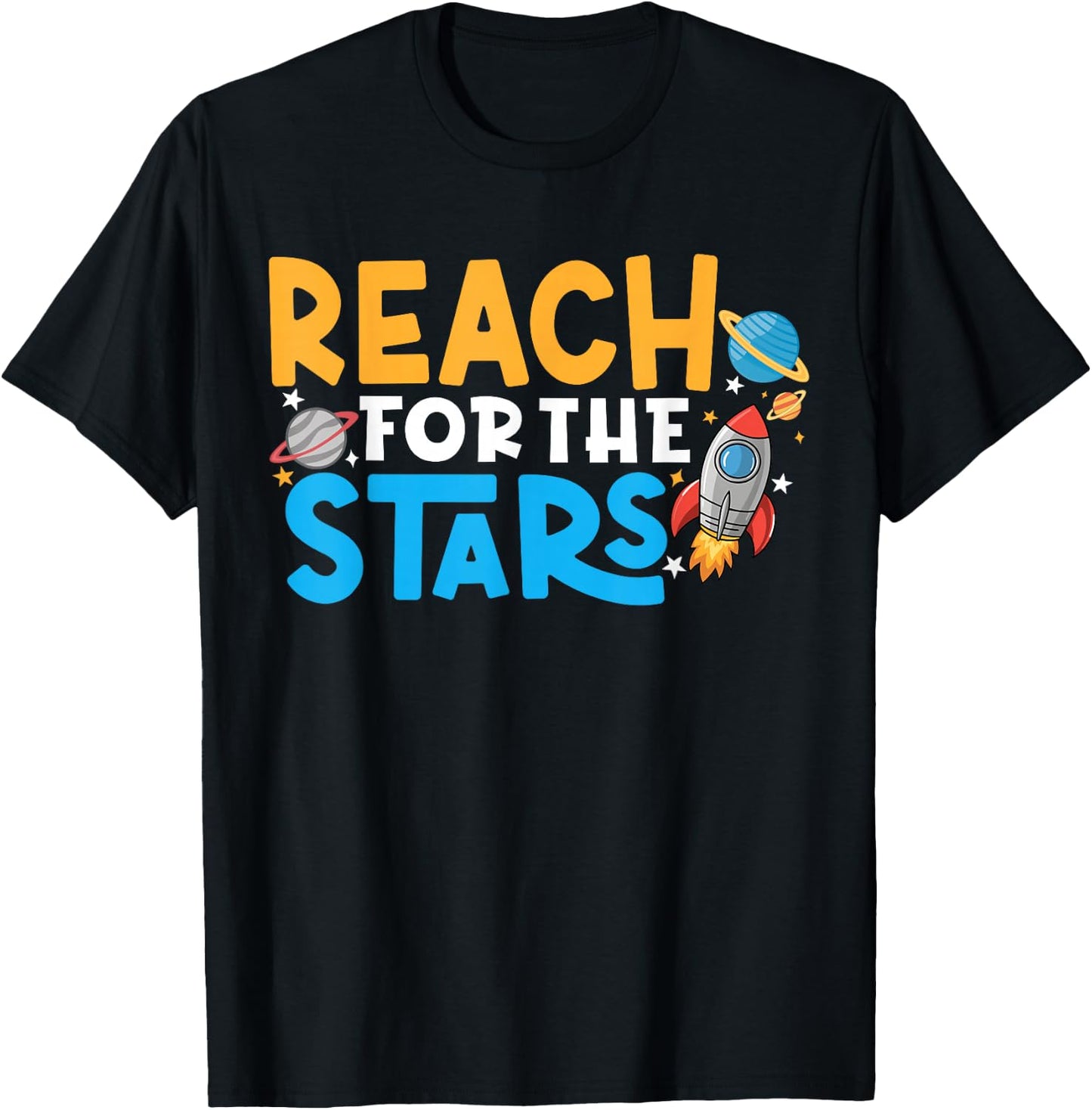 Growth Mindset Teacher Reach For The Stars T-Shirt - T-Shirt | Black
