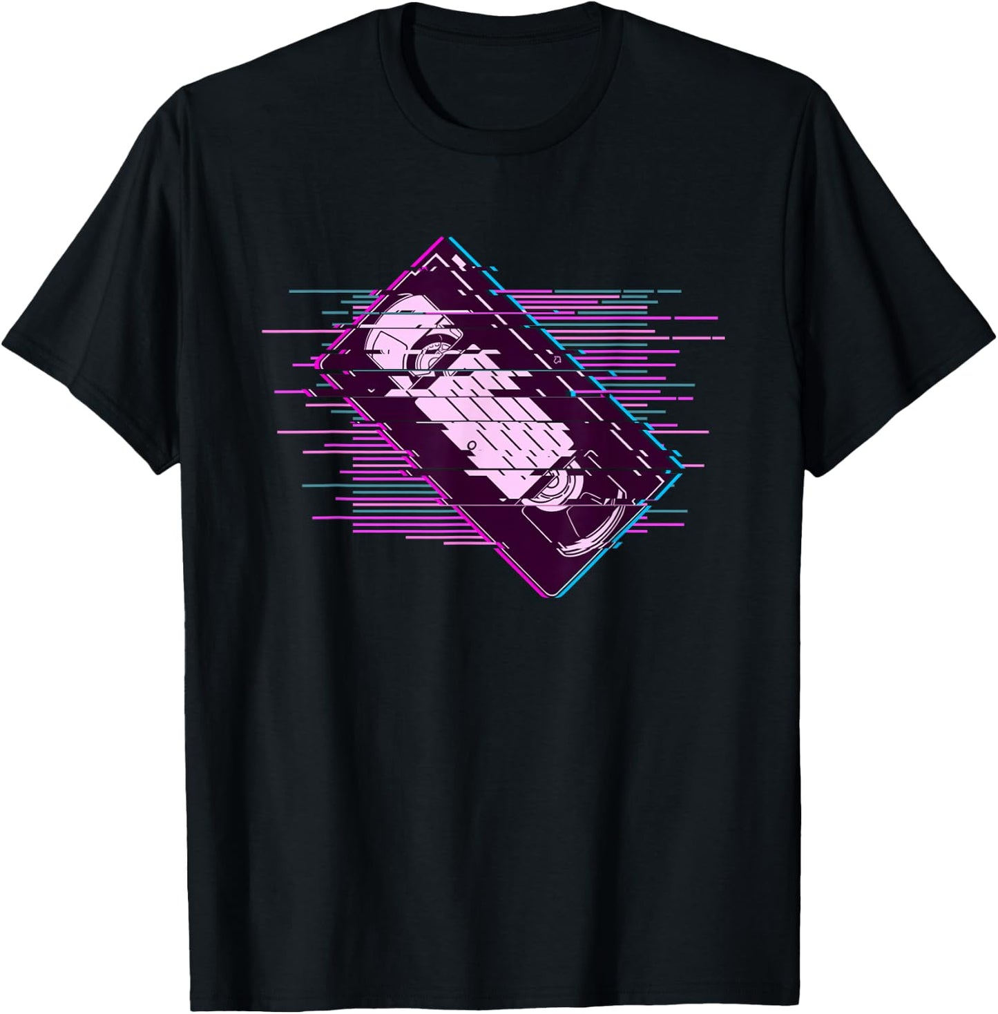 Pixelated Retro Video Cassette Vaporwave T-Shirt - T-Shirt | Black