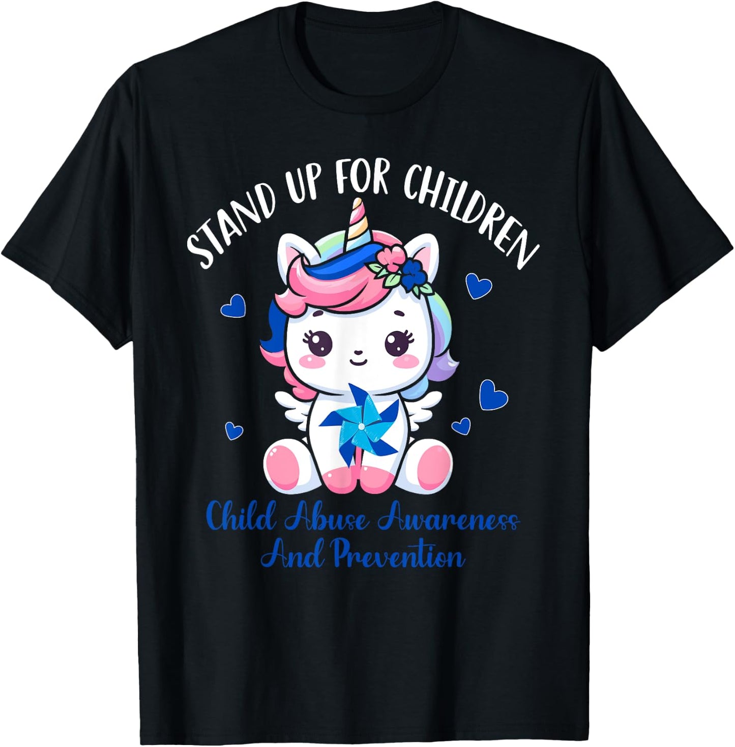 Child Abuse Prevention Month-Stand Up For Children Unicorn T-Shirt - T-Shirt | Black