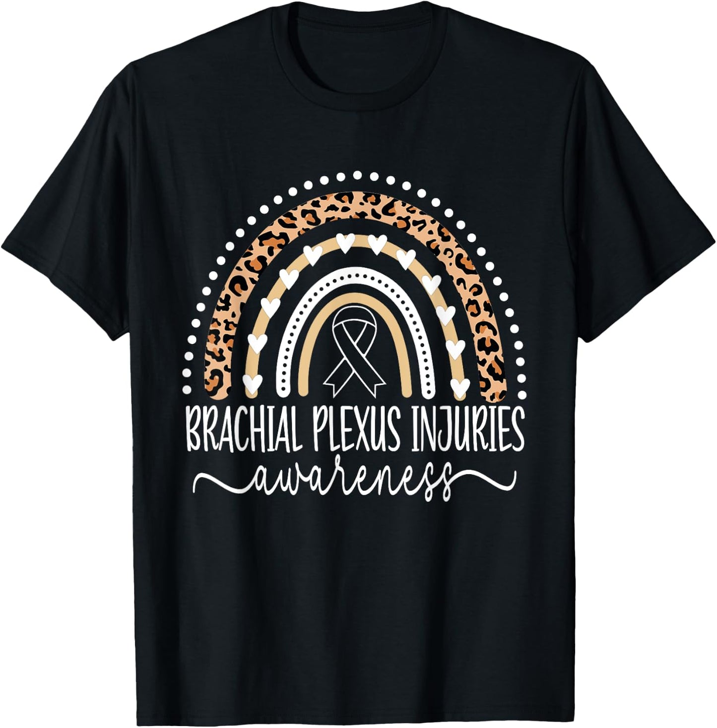Brachial Plexus Injuries BPI Awareness Leopard Rainbow T-Shirt - T-Shirt | Black