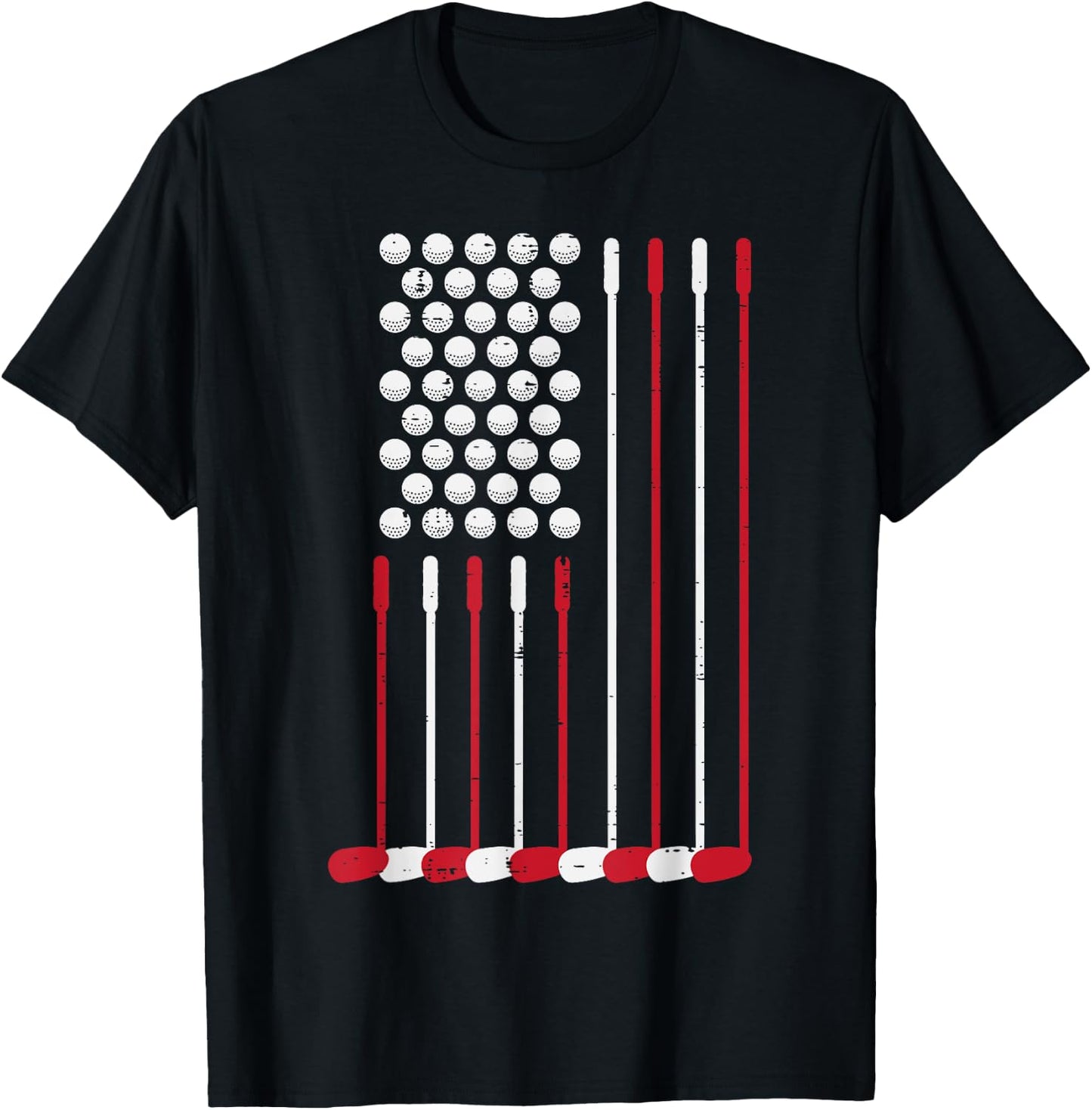 Golf Balls Clubs US Flag 4th July Patriotic Golfer Dad Men T-Shirt - T-Shirt | Black