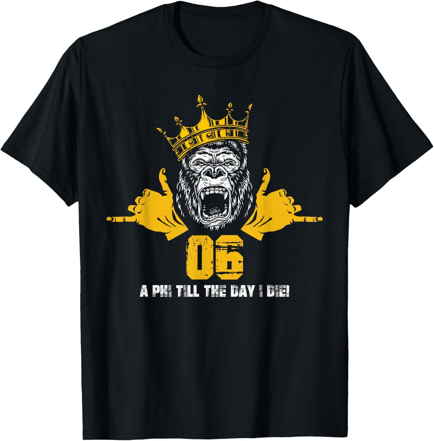 Alpha African 1906 Fraternity Hand Sign Ape Crown T-Shirt - T-Shirt | Black