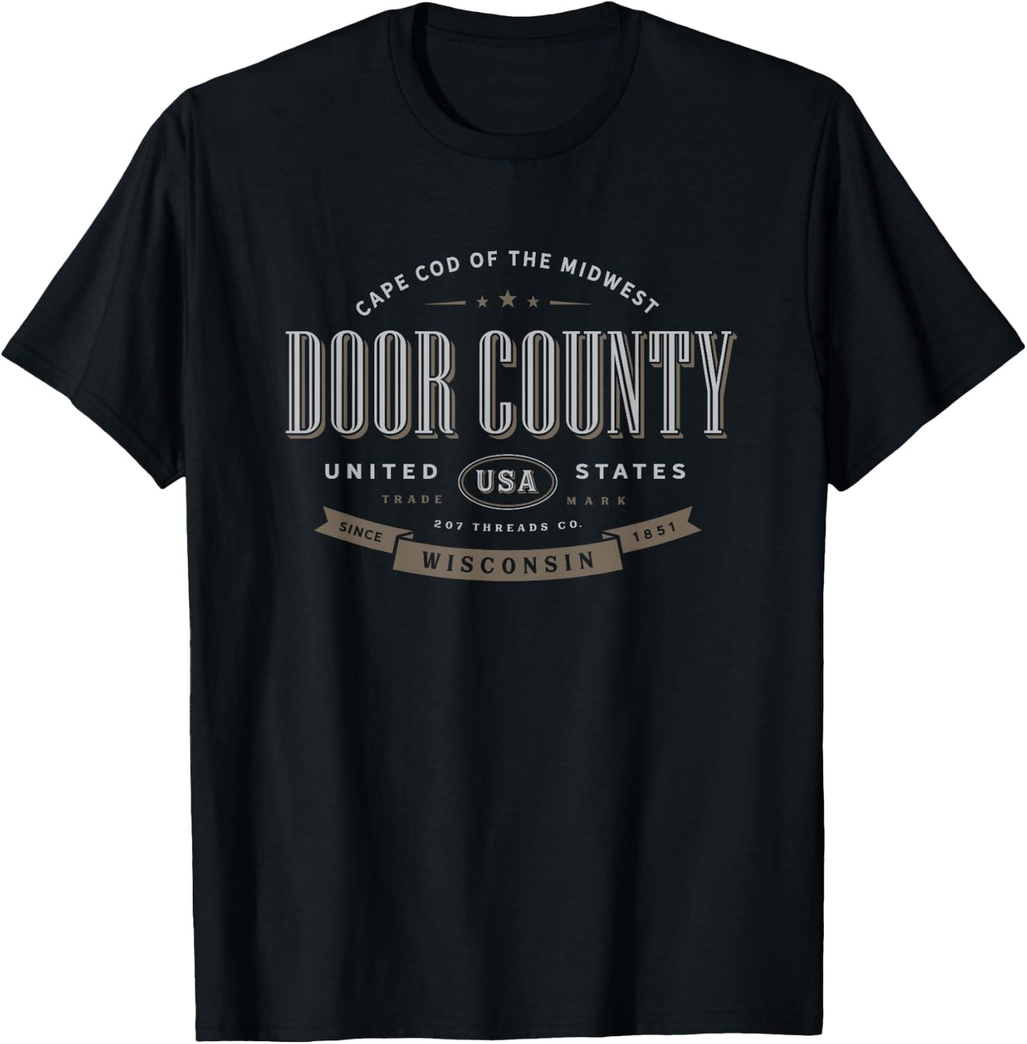 Door County WI Wisconsin Vacation Souvenir T-Shirt - T-Shirt | Black