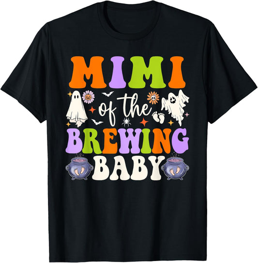 Mimi of the Brewing Baby Halloween Theme Baby Shower Spooky T-Shirt - T-Shirt | Black