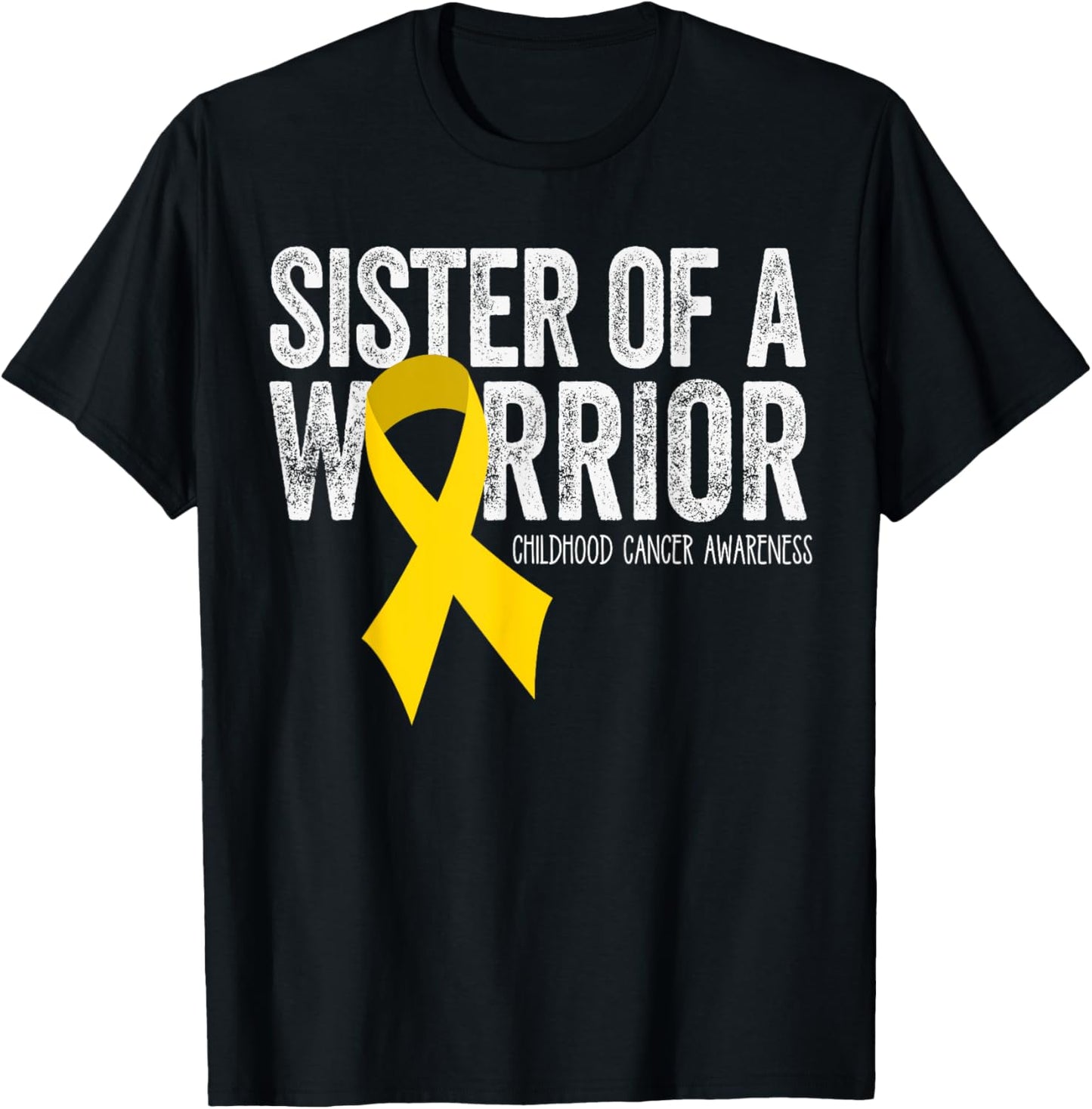Sister of a Warrior Childhood Cancer Awareness Shirt Ribbon T-Shirt - T-Shirt | Black