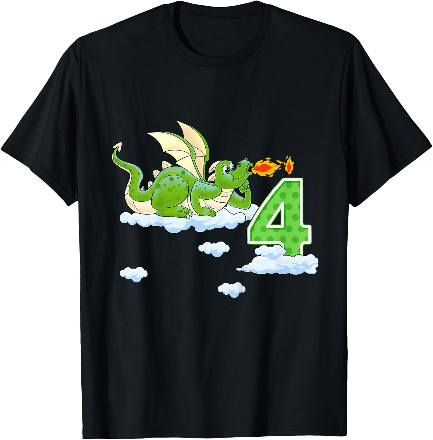 Kids 4th Birthday Knight Dragon Boy Birthday 4 Years T-Shirt - T-Shirt | Black