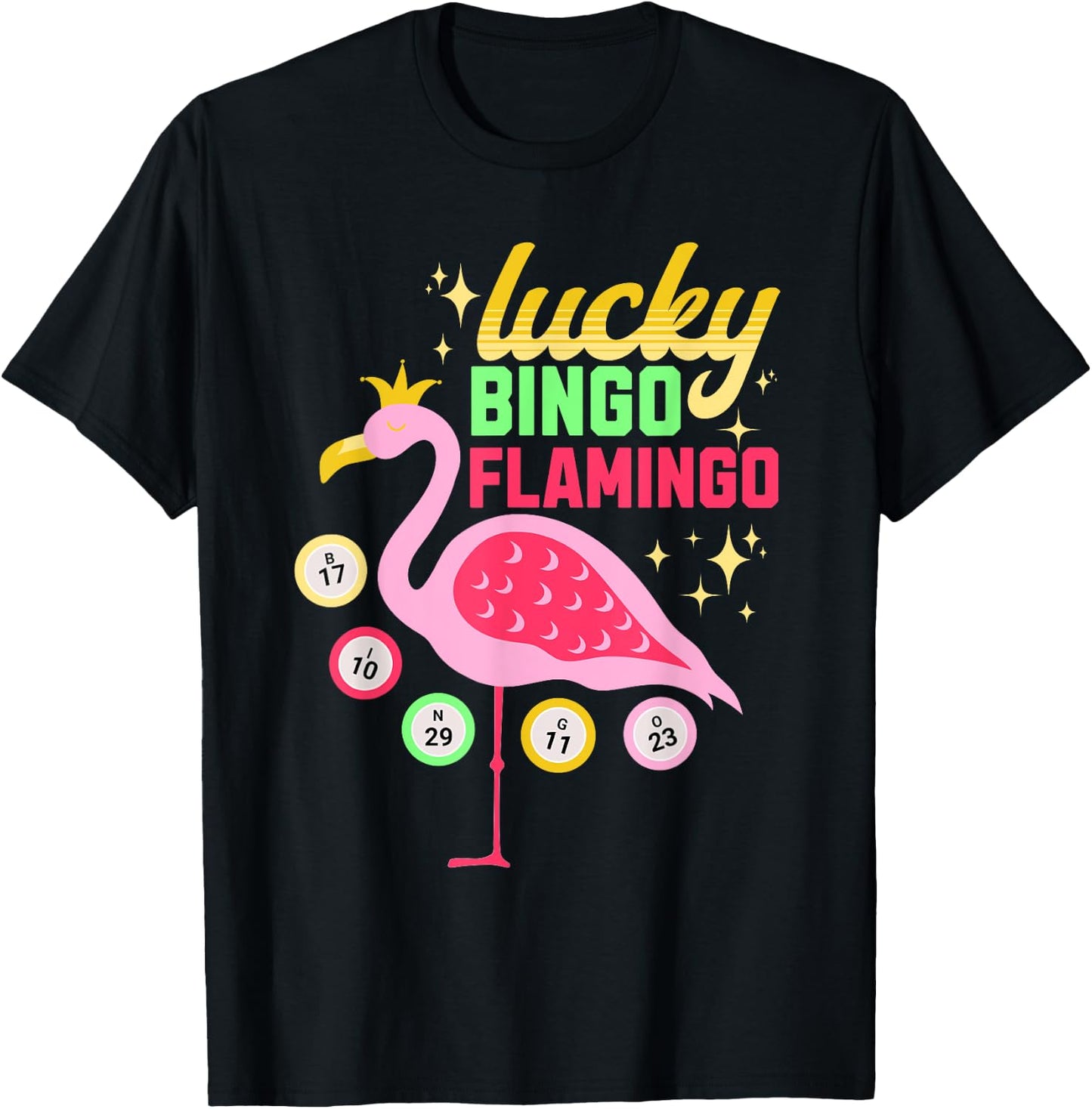 Bingo Lucky Flamingo Funny Bingo Player Lover Grandma Women T-Shirt - T-Shirt | Black