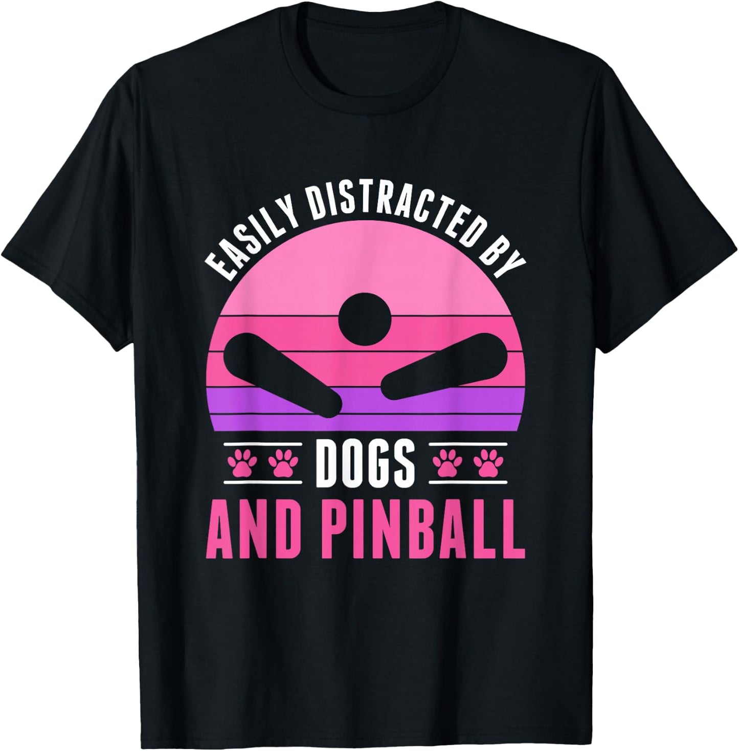 Easily Distracted by Pinball and Dogs Pinball Women Girls T-Shirt - T-Shirt | Black