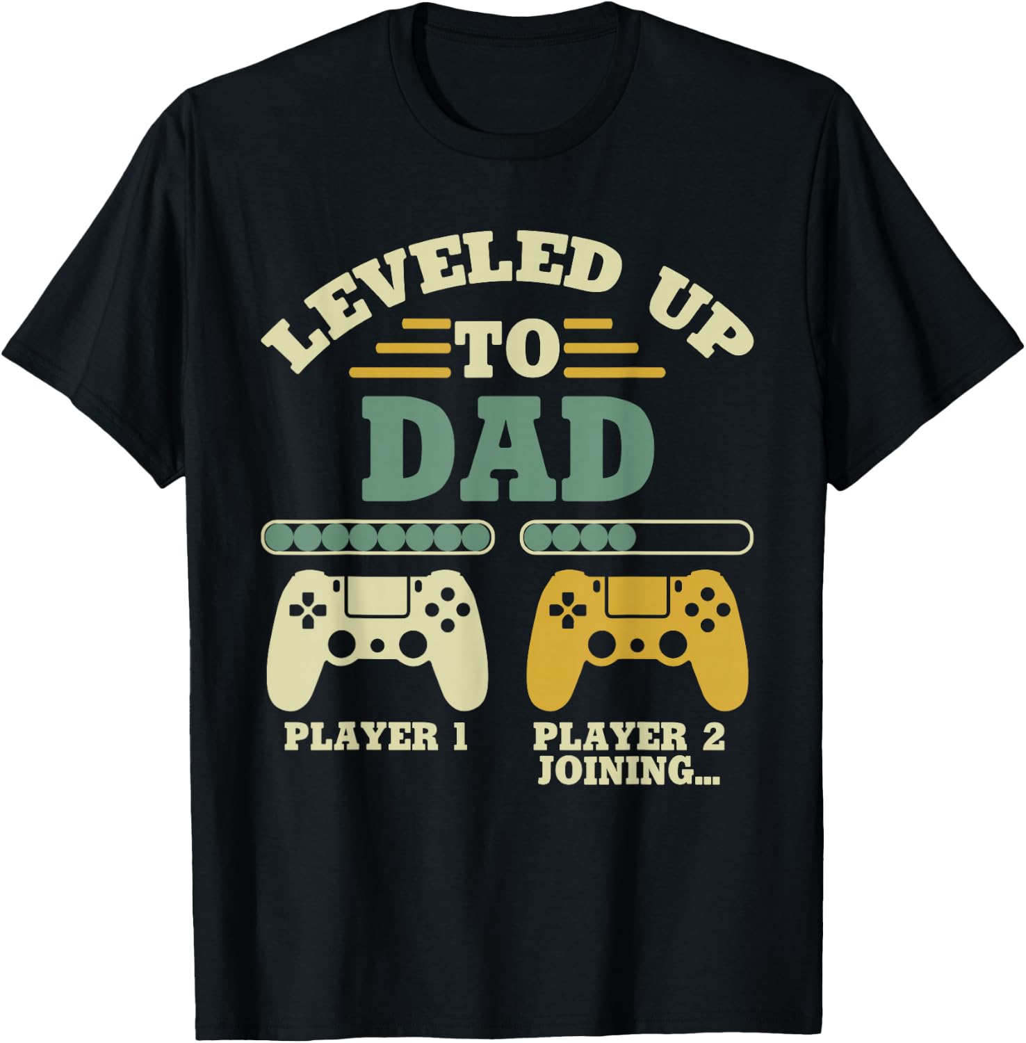 Leveled Up To Dad Player 2 Joining Gaming Dad T-Shirt - T-Shirt | Black
