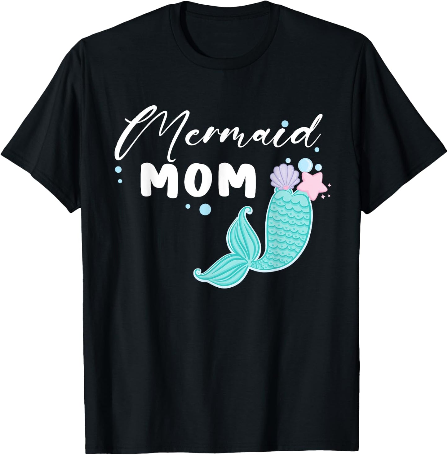 Funny Mom Mermaid Matching Family Party Mother's Day T-Shirt - T-Shirt | Black