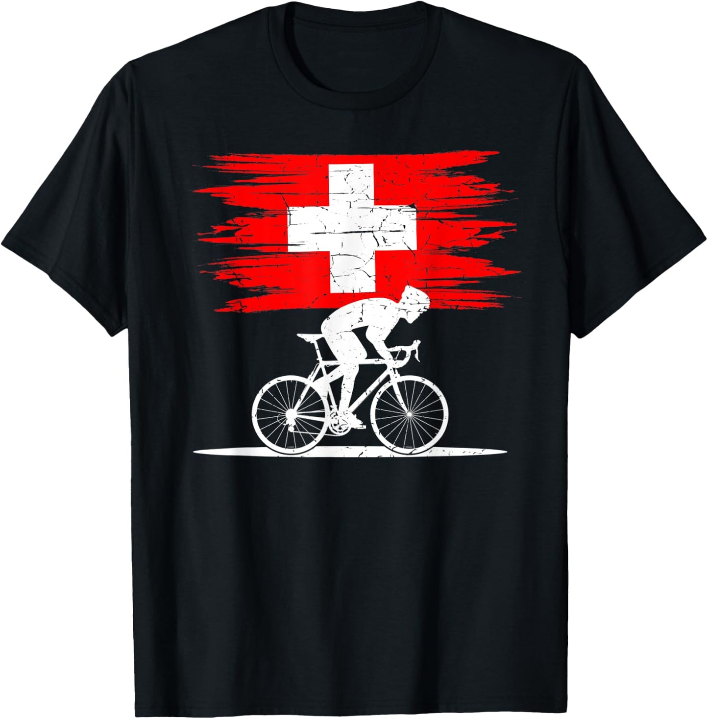 Switzerland Road Biker, Racing Velo, Rider Velo Bicycle T-Shirt - T-Shirt | Black