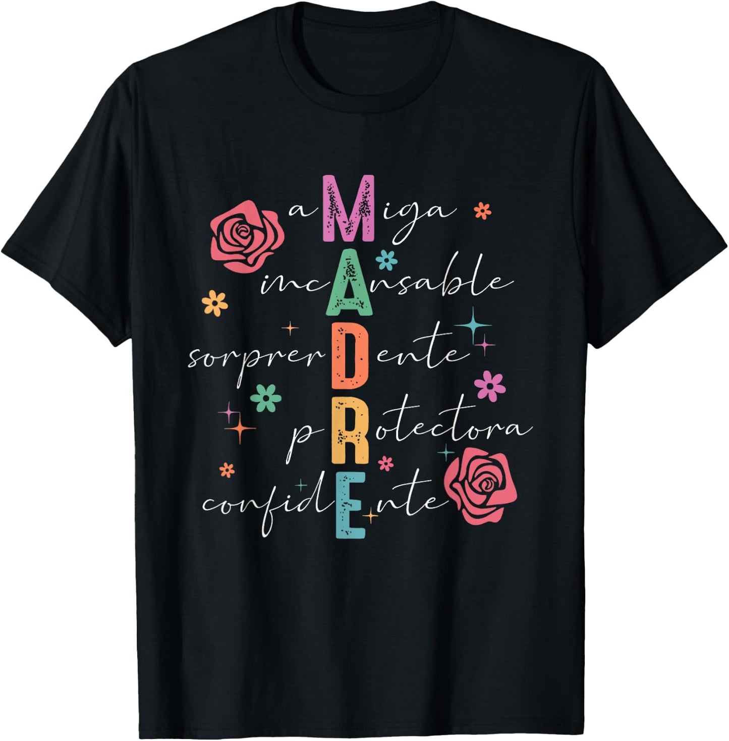 Spanish Mothers Day Retro Madre Amiga Incansable Mothers Day T-Shirt - T-Shirt | Black