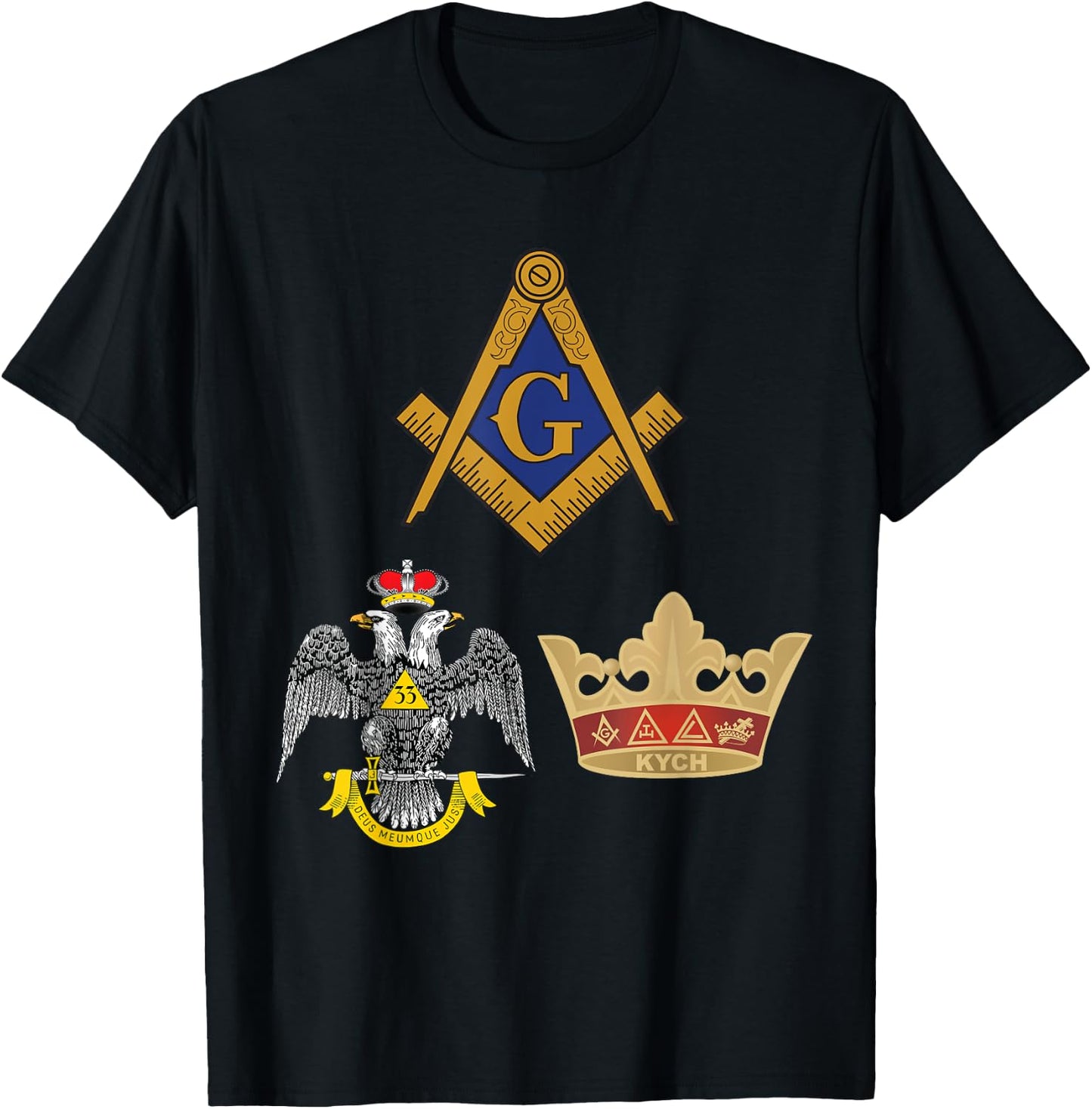 Mason 33rd KYCH Masonic Scottish York Rite Knights AASR WD T-Shirt - T-Shirt | Black