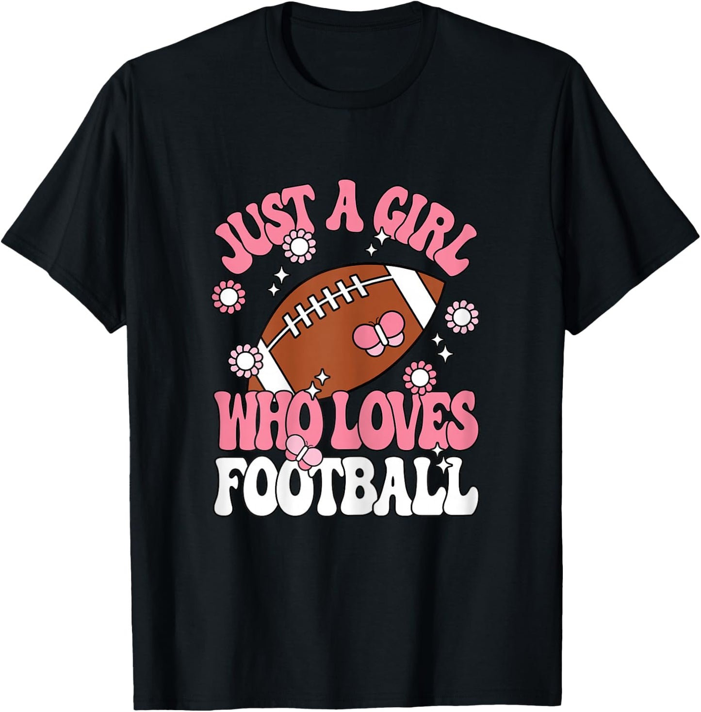 Just A Girl Who Loves Football American Football Girls Kids T-Shirt - T-Shirt | Black