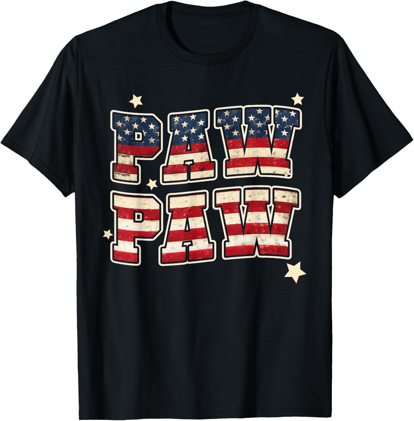 Paw Paw Vintage American Flag Grandpa Father's Day Men T-Shirt - T-Shirt | Black