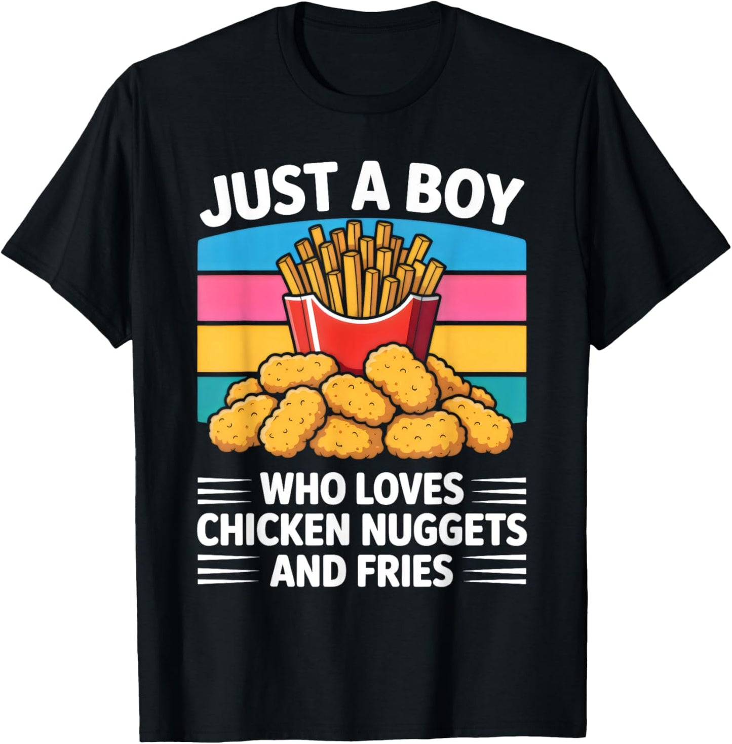 Chicken Nuggets and French Fries Boys Fast Food T-Shirt - T-Shirt | Black