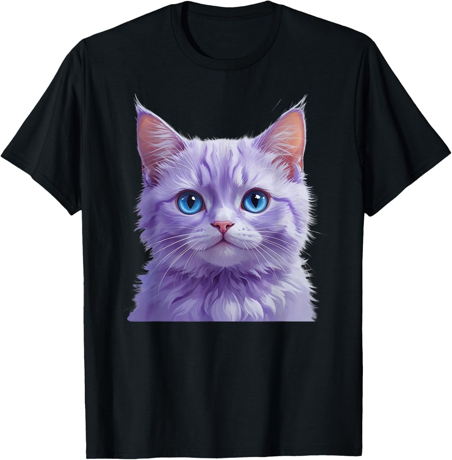 Purple Kitten Cat Face Cats T-Shirt - T-Shirt | Black