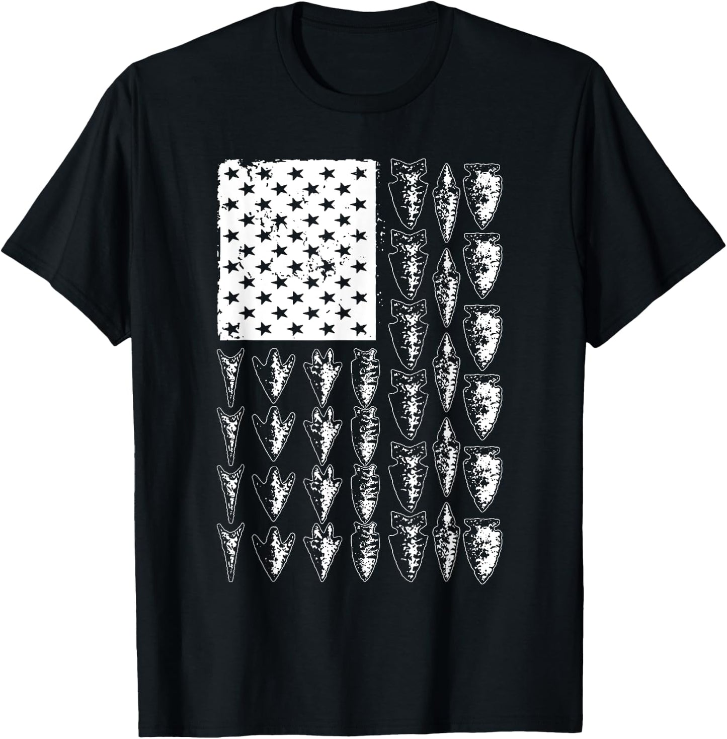 Cool Arrowhead Women Bowhunt Arrow Hunting USA Flag T-Shirt - T-Shirt | Black