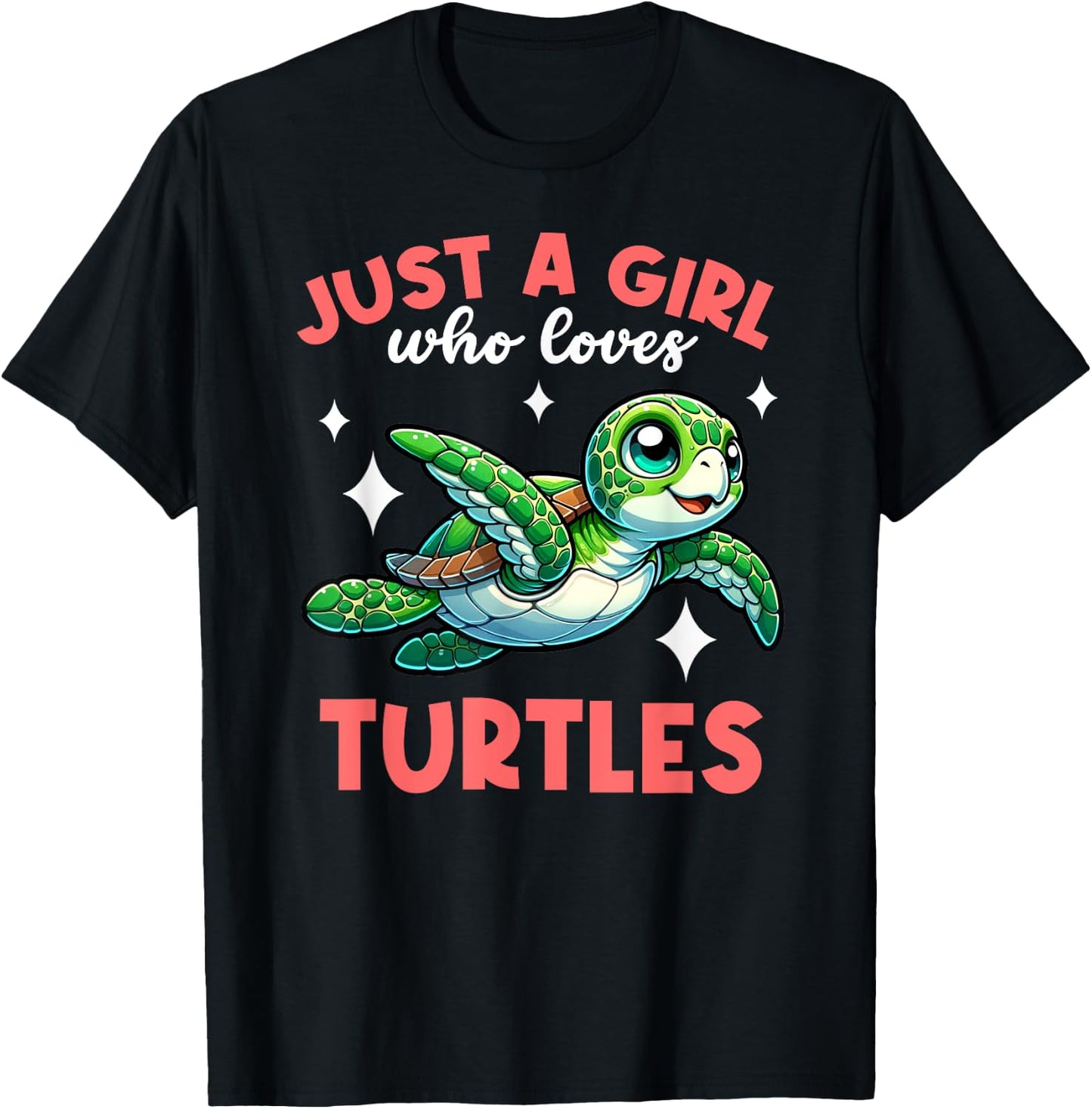Just A Girl Who Loves Turtles Sea Turtle Lover Graphic T-Shirt - T-Shirt | Black