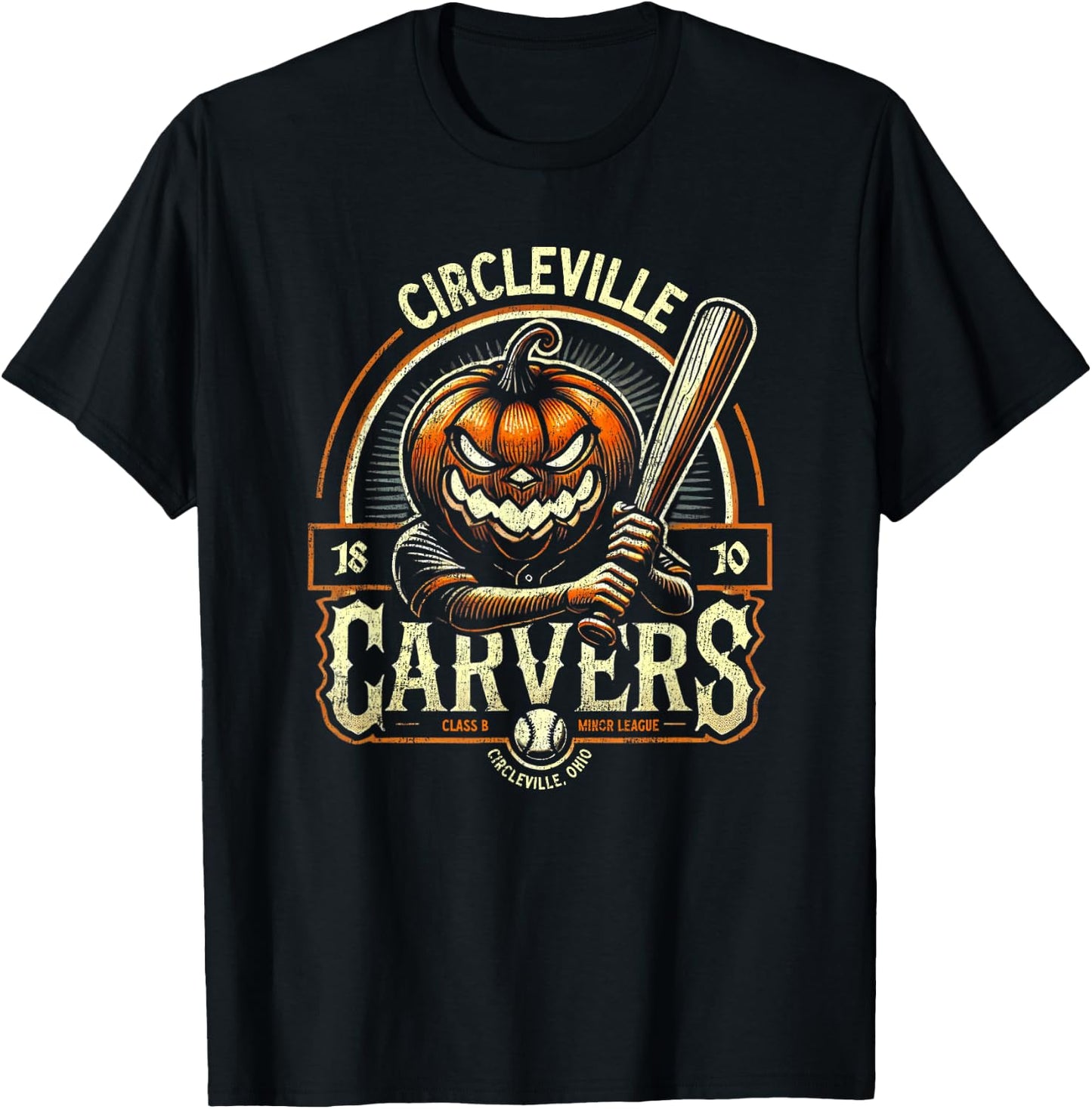 Spooky Halloween Circleville Carvers Minor League Baseball T-Shirt - T-Shirt | Black