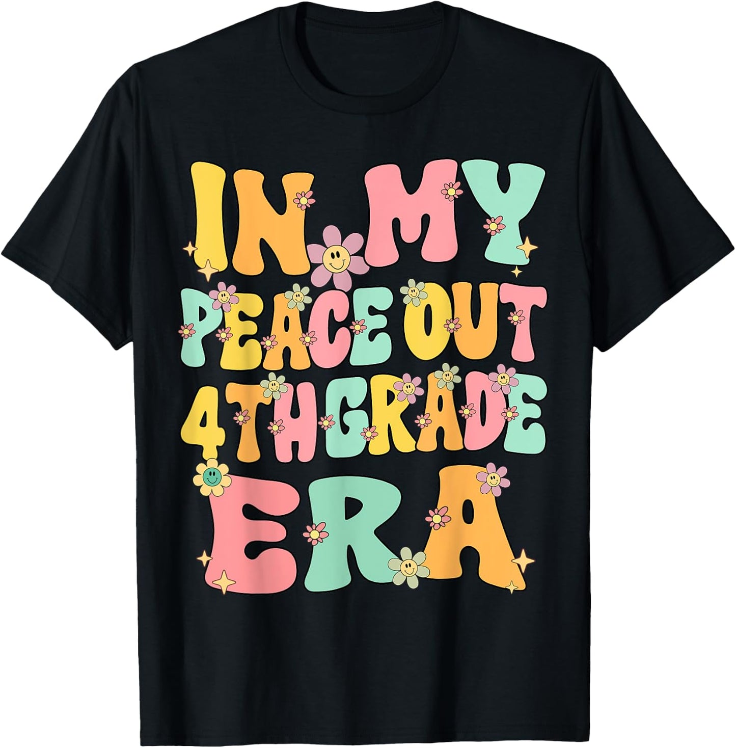 In My Peace Out 4th Grade Era Groovy Last Day Of 4th Grade T-Shirt - T-Shirt | Black