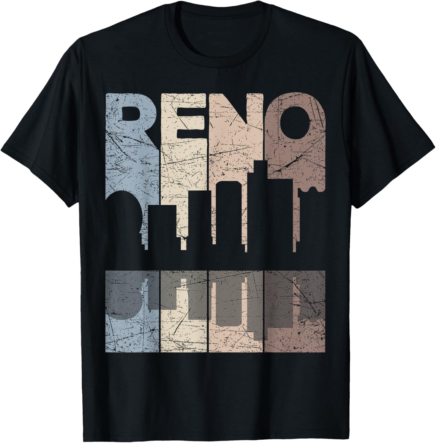 Reno Vintage Reno Nevada Retro Reno Skyline T-Shirt - T-Shirt | Black