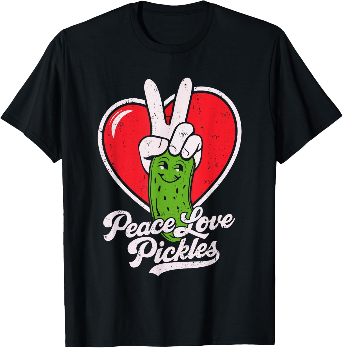 Peace Love Pickles Shirt Men Women Kids Cucumber Lover T-Shirt - T-Shirt | Black