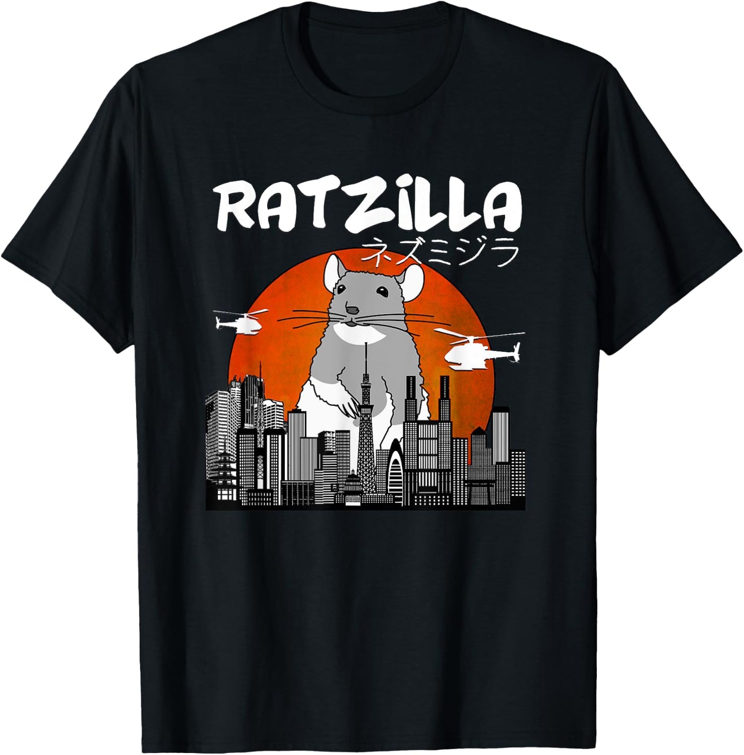 Funny Ratzilla, Japan Mouse T-Shirt - T-Shirt | Black