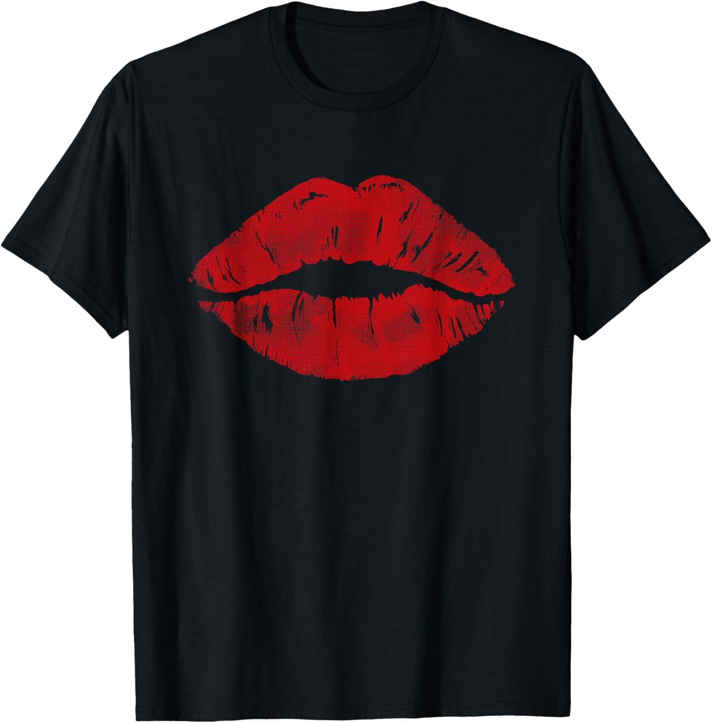 Cute Red Lips Art Men Women Sexy Kiss Makeup Lipstick T-Shirt - T-Shirt | Black