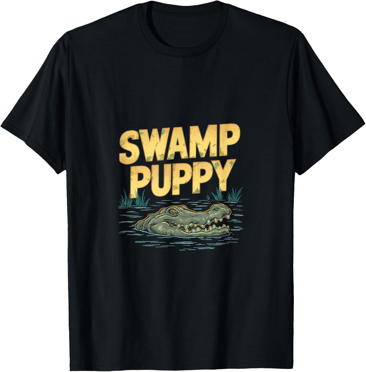 Quirky Swamp-Themed Alligator Everglades Swamp Puppies T-Shirt - T-Shirt | Black