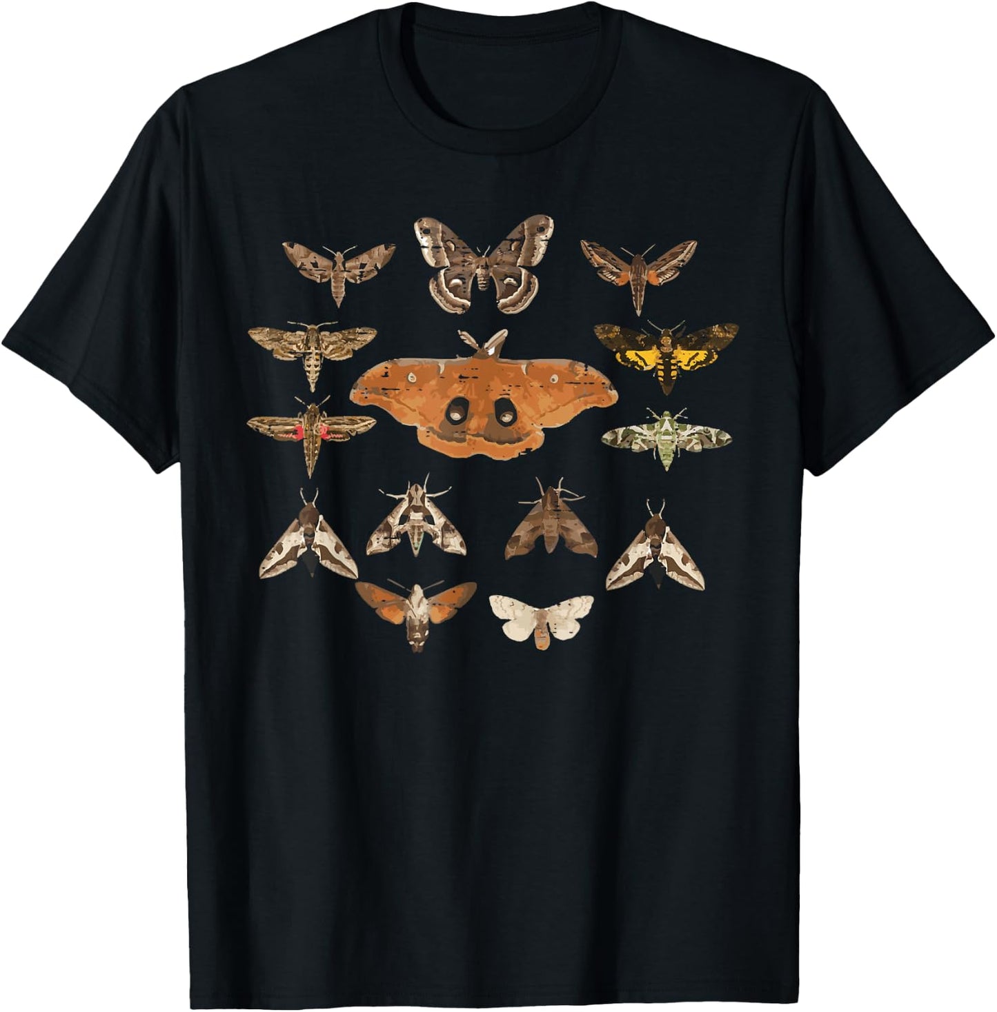 Moth Kinds Retro Lepidoptera Insect Entomology Men Women Kid T-Shirt - T-Shirt | Black