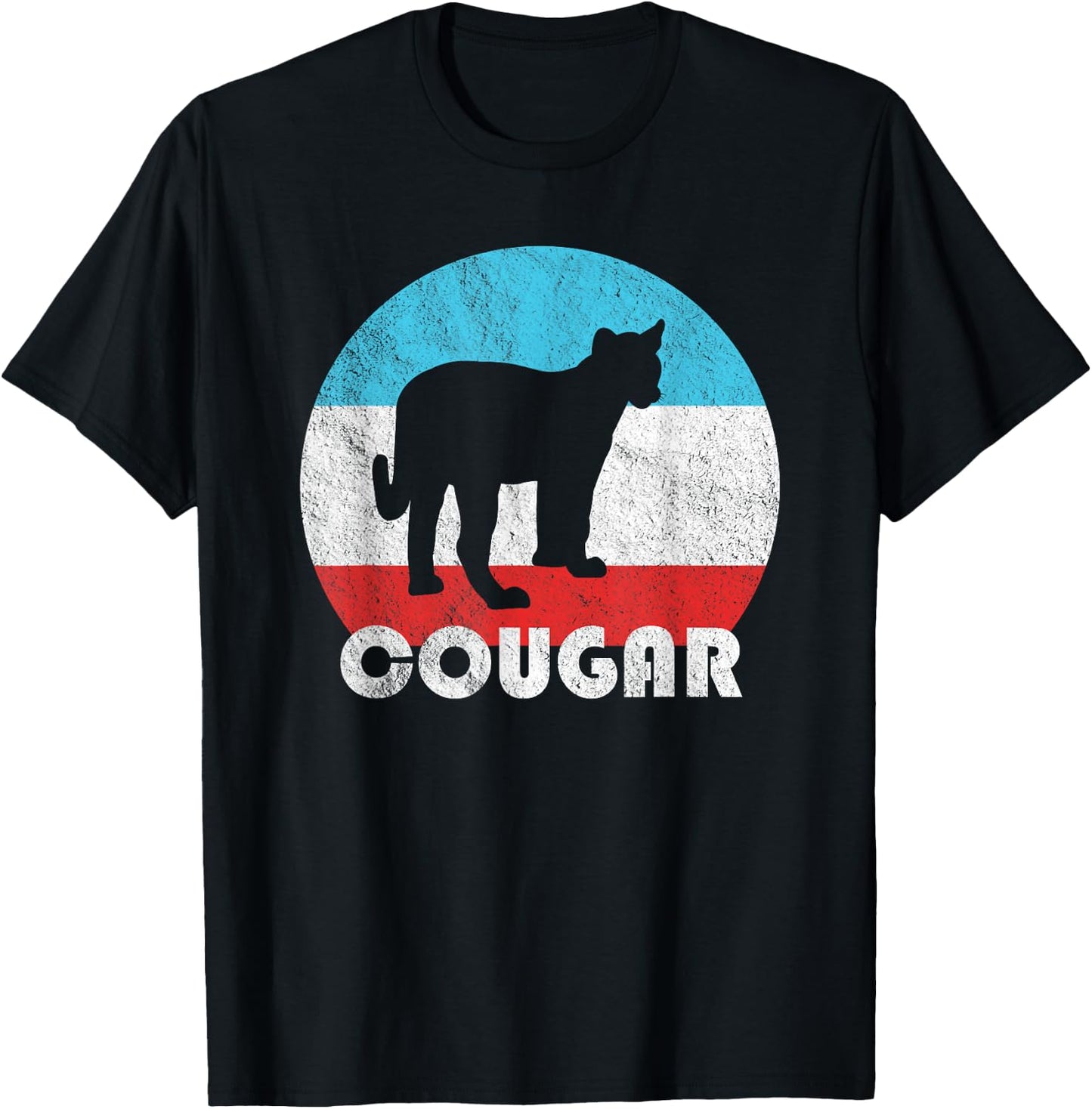 Cougar Vintage Retro Silhouette Gift T-Shirt - T-Shirt | Black