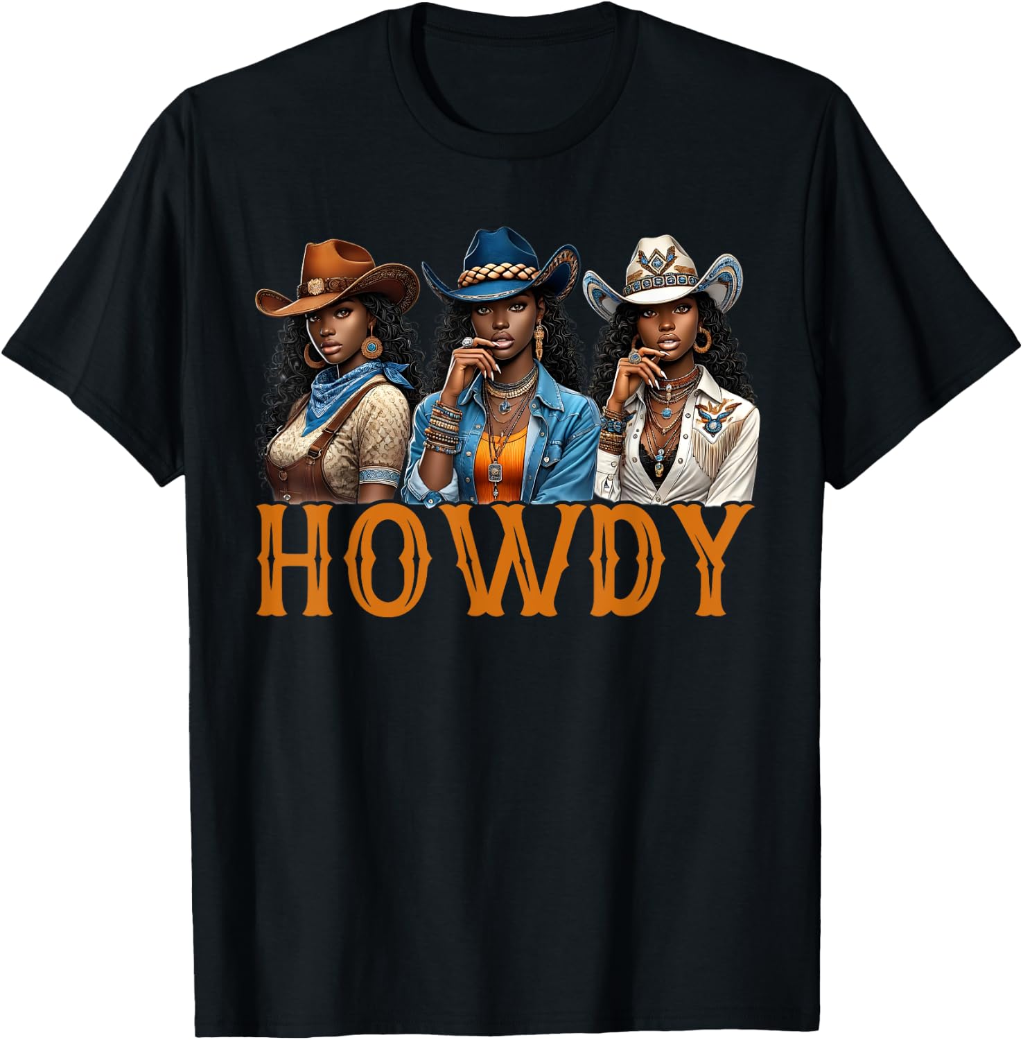 Howdy Western Rodeo Melanin Black Cowgirl African American T-Shirt - T-Shirt | Black